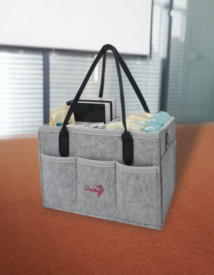 GREY Baby Diaper Caddy Organizer with STRAPS Nursery use Foldable Lightweight Portable Newborn Baby Shower Gift Travel Tote Car